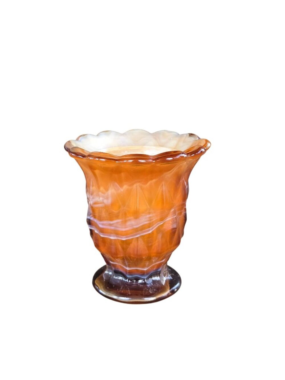 Vintage Imperial Glass Caramel Chocolate Swirled Slag Glass Toothpick Holder